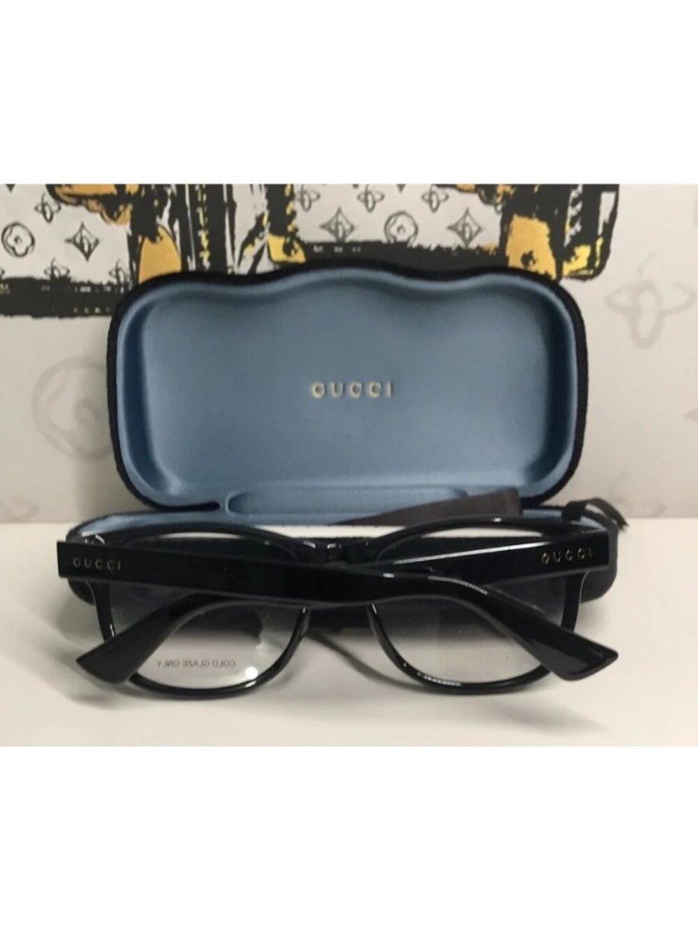 Luxury New Authentic Gucci GG1344O 005 Black Square Eyeglasses - Picture 3 of 14
